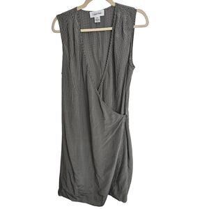 Vintage Calvin Klein Womens Y2K Silk Wrap Dress Geometric Classic Surplice 14